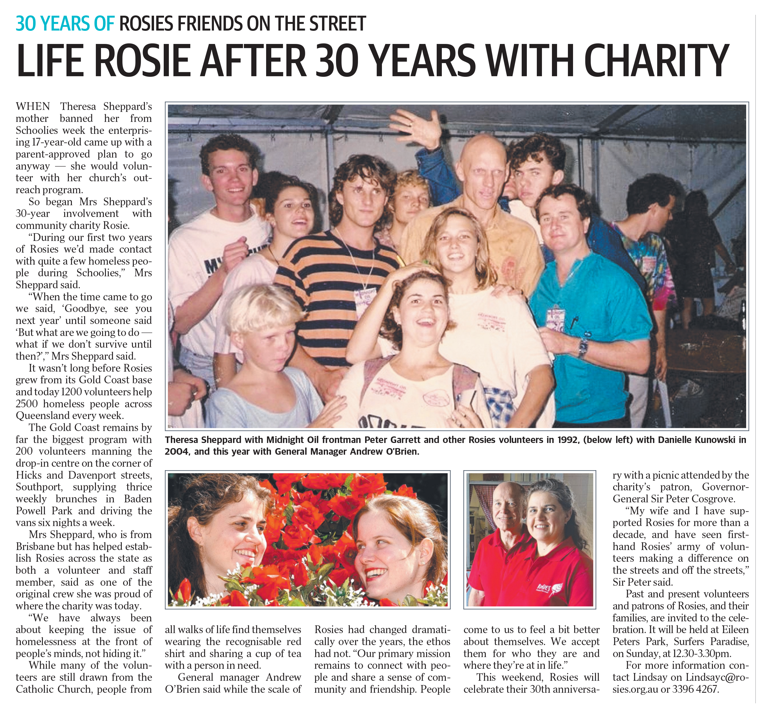 30 years of Rosies Friends on the Street